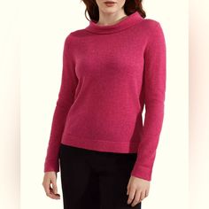 Foldover Cowl Neck Long Sleeves Pullover Style Imported Size: Plus Size Medium Color: Rich Berry Red (Pink) Material And Care: 90% Wool/10% Cashmere Hand Wash Hobbs London, Cowl Neck Long Sleeve, Long Sleeve Pullover, Cowl Neck, Pullover Styling, Berry, Cashmere, Sweaters For Women, Turtle Neck