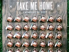 there is a sign that says take me home, i'm yours to keep