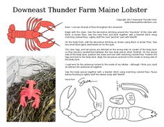 the instructions for how to make a paper crab and lobster costume with text that reads, downeast thunder farm maine lobster