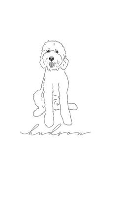 a black and white drawing of a dog