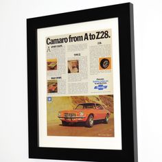 an old car is featured in the magazine camaro from a to z238