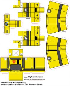 the paper model is yellow with black stripes