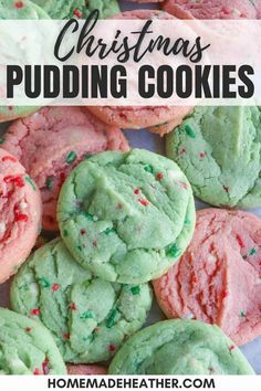 These super soft Christmas sprinkle pudding cookies are festive, chewy, and full of holiday color, making them the perfect treat for your holiday celebrations! Christmas Pudding Cookies, Halloween Pudding, Fun Food Ideas, Christmas Cookies Kids, Christmas Cookie Recipes Holiday, Christmas Baking Cookies