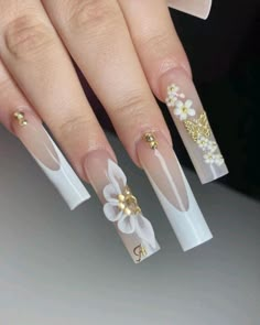 Cheer Nails, Toes Ideas, Nails White French, Press On Nails White, Square Press On Nails, Long Square Nails, Coffin Press On Nails, Style Français