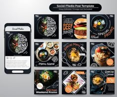 the social media post template is designed to look like food