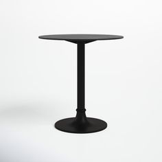 a black round table on a white background