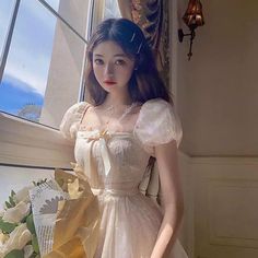 Butterfly Wish Kawaii Fairy Princess Babydoll Dress with an empire waist, bow and sequin butterfly decoration Size XS-S Length: 80cm Bust: 80cm High Waist: 70cm Size M Length: 80cm Bust: 84cm High Waist: 74cm Princess Dress Women, Elegant Princess Dress, Lace Beach Dress, Kawaii Fairy, Vintage Kawaii, Sequin Butterfly, Butterfly Decoration, Beach Dress Summer, Fairycore Dress