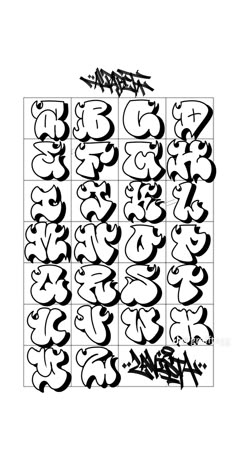 an image of graffiti alphabets in black and white