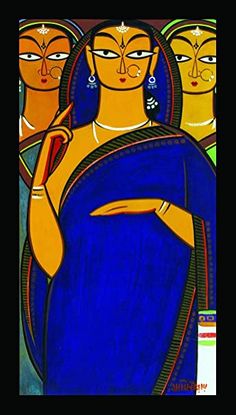 Jamini Roy Paintings, Small Canvas Prints, Canvas Art Painting Acrylic, Buddhist Art Drawing, Indian Artwork, India Painting