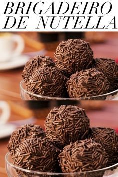 chocolate truffles in a glass bowl on a table