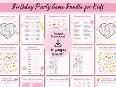 Prepare for an unforgettable celebration with the Princess Birthday Party Games! Perfect for girls of all ages, these printable birthday games are designed to add laughter and excitement to your special day. Whether you're planning a princess theme birthday party or a pink party, these princess activities are sure to entertain! WHAT'S INCLUDED: * 1 PDF file of 13 Princess Birthday Party Games  in US Letter size (8.5 x 11 inches). These games are ready to print instantly, ensuring hassle-free ent Princess Word, Kids Birthday Party Games, Birthday Activities Kids, Princess Birthday Party Games, Pink Princess Birthday Party, Printable Birthday Games, Girls Birthday Games, Princess Party Games, Pink Princess Birthday