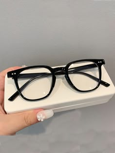 Collar     Embellished   Women Accessories Black Spectacles Women, Bluelight Glasses Aesthetic, Black Frame Glasses Women, Black Glasses Aesthetic, Black Eyeglasses For Women, Thick Black Glasses, Glasses Black Women, Trending Glasses, Spectacles Women