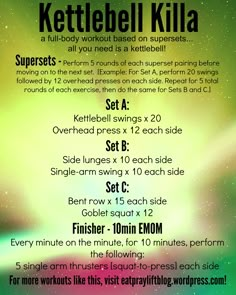 the kettlebell killa recipe is shown with instructions for how to use it in order to