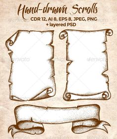 hand drawn scroll set - decorative objects objects / objects clippings in adobe, photoshopped and psd