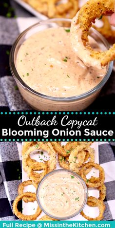 an onion rings dipping sauce in a glass bowl