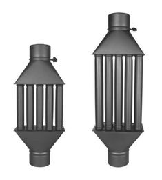 two different types of chimneys are shown in black and grey colors on a white background