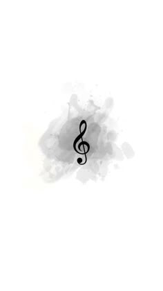 a black and white photo with a musical note in the middle of it's left side