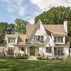 a large white house with lots of windows