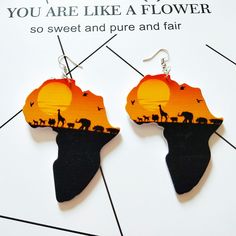 Material: woodStyle: African SeriesProduct Category: EarringsExaggerated African Head Geometric Map Wooden Earrings African Map, Wooden Map, Map Pendant, Africa Map, Earrings Round, African Jewelry, Trendy Earrings, Wooden Earrings, Wood Earrings