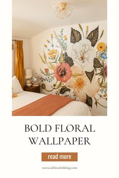 Bold Wallpaper on a Bedroom Wall Bold Floral Wallpaper, Green Cottage, Wallpaper Companies, How To Hang