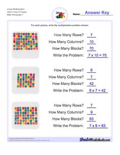 a worksheet with four different colored squares and numbers on it, including one for the