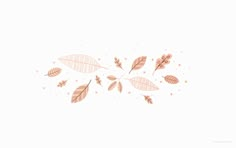 some leaves are flying in the air on a white background with pink and gold colors