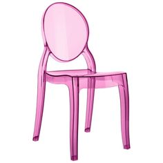 a pink plastic chair on a white background