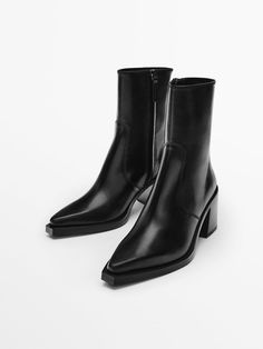 Office Shoes Women, Boots For Short Women, Black Heel Boots, Heel Ankle Boots, Heeled Ankle Boots, Massimo Dutti