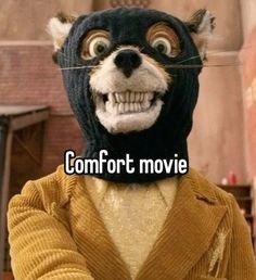 a person wearing a mask with the caption comfort movie