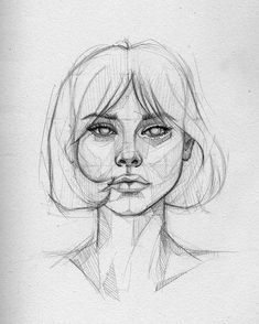 a pencil drawing of a woman's face