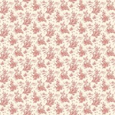 a white and pink wallpaper with red flowers on the bottom right corner, in an old - fashioned style pattern