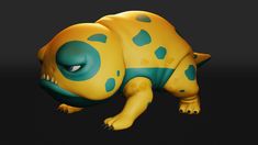 a yellow and green animal with spots on it's body