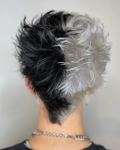 Male Split Dye Hair, Half Black Half White Hair Men, Hair Color Designs Men, Half Dyed Hair Men, Half Blonde Half Black Hair Men, Blonde Hair Color Ideas Men, Skunk Stripe Hair Men, Split Dyed Hair Men, Half Black And Blonde Hair