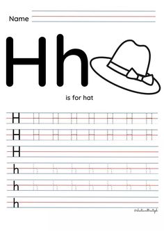 the letter h is for hat worksheet with an image of a hat on it