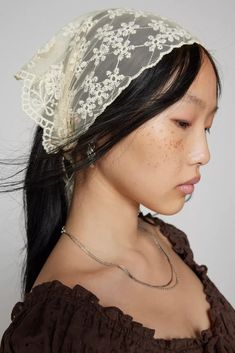 Out From Under Lace Headscarf | Urban Outfitters Lace Scarf Outfit, 70s Hair Accessories, Lace Head Scarf, Lace Headscarf, Camping Hair, Clothes Wishlist, Shop Accessories, Bandana Hairstyles, Lace Scarf