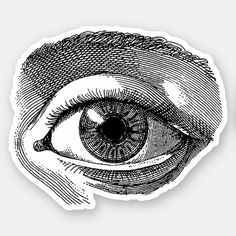 an eye sticker with the words, vintage graphic image - by zeki art