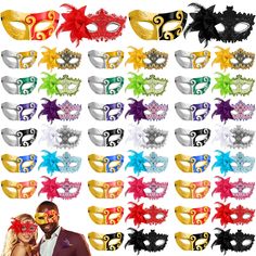 PRICES MAY VARY. Rich Variety: you will receive 48 pieces couples masquerade masks; Floral lace mask and knight mask 2 styles, 8 colors per style, 16 colors in total, and 3 pieces each color; Enough quantity and color to meet your daily use and replacement requirements, you can share with your friend at the same time Exquisite Retro Appearance: the flower half face mask is exquisitely designed with rich details, beautiful floral patterns and large lace flowers, giving people a sense of mystery; Cheap Masquerade Mask For Carnival Costume Party, Cheap Masks For Costume Party And Carnival, Cheap Masks For Costume Party At Carnival, Cheap Novelty Masks For Masquerade, Cheap Carnival Eye Masks And Prosthetics, Card Themed Masks For Pictures, Cheap Masquerade Mask For Carnival, Cheap Playful Masks For Costume Party, Cheap Fun Masks For Carnival