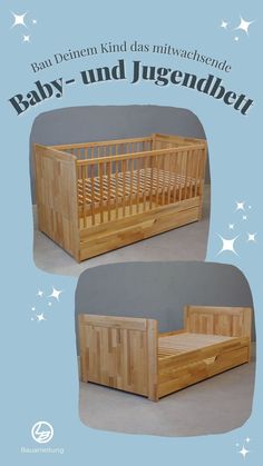 the baby bed is made out of wood