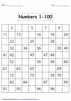 the number 1 to 100 worksheet is shown in this printable activity sheet