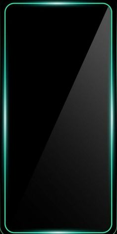 a black square with green neon lights on the sides and an illuminated frame in the middle