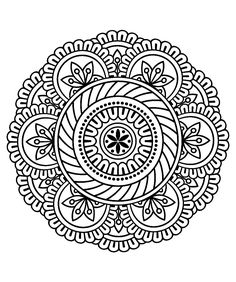 a black and white drawing of a circular design with an intricate pattern on the center