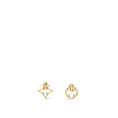 LOUIS VUITTON® - Lv Flowergram Earrings - Golden Earrings Luxury, Earrings Golden, Front Back Earrings, Leather Denim, Louis Vuitton Official, Silver Jewelry Fashion, Buckle Shoes, Travel Jewelry, Color Dorado