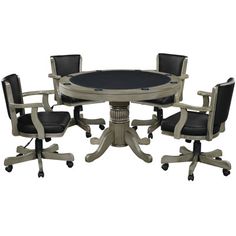 a round table with four chairs around it