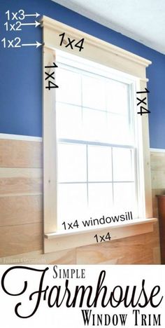 the window trim is labeled with numbers and measurements