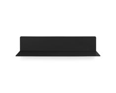 a black shelf sitting on top of a white wall