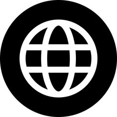 a black and white globe icon in a circle