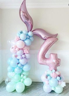 balloons are arranged in the shape of numbers