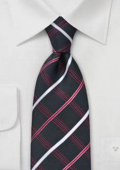 #bowsnties  Trendy Black Tie Silver Red Checks  Not sure if my groomsmen would like the red but I really do! Mens Ties, Suit And Tie, Check Pattern, Ties Mens, Spice Up, Black Tie, The Beginning, Checks, This Year