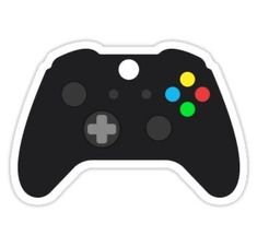 a video game controller sticker on a white background with the colors of the rainbow and black