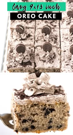 oreo cake with oreo frosting cut into squares Oreo Cake Box Recipe, Oreo Sheet Cake Recipe, Oreo Cake With Box Cake, Cookies And Cream Sheet Cake, Sheet Pan Birthday Cake, Oreo Cake Recipe Homemade Easy, 9x13 Birthday Cake, Birthday Cake Sheet Cakes, Oreo Birthday Cake Ideas